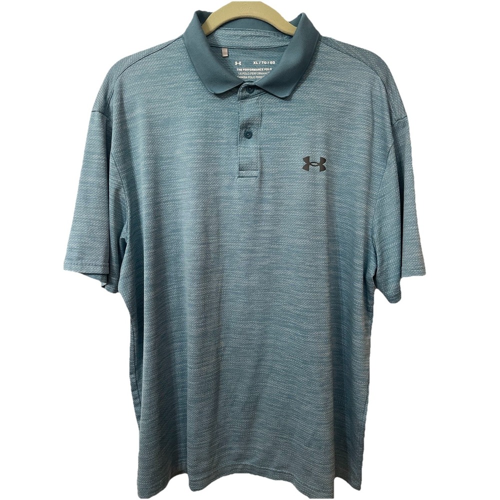Under Armour Men's Heather Blue Polo Short Sleeve Shirt  Size XL Pre-loved